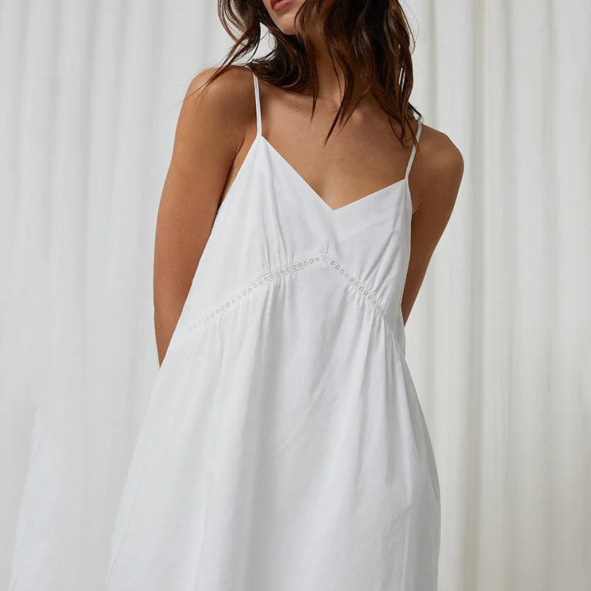 Joskaa pink dress Summer Suspenders White Nightdress Cotton Linen-like Pajamas Fashion Loose Casual Outerwear Home Wear for Women