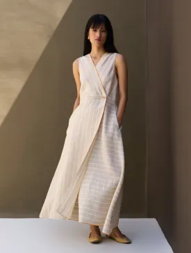 Kai Stripe Linen Wrap Dress - Natural