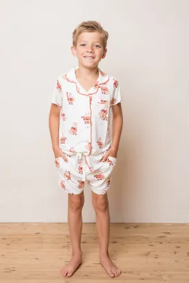 Kid's Button Up Short Set - SANTA