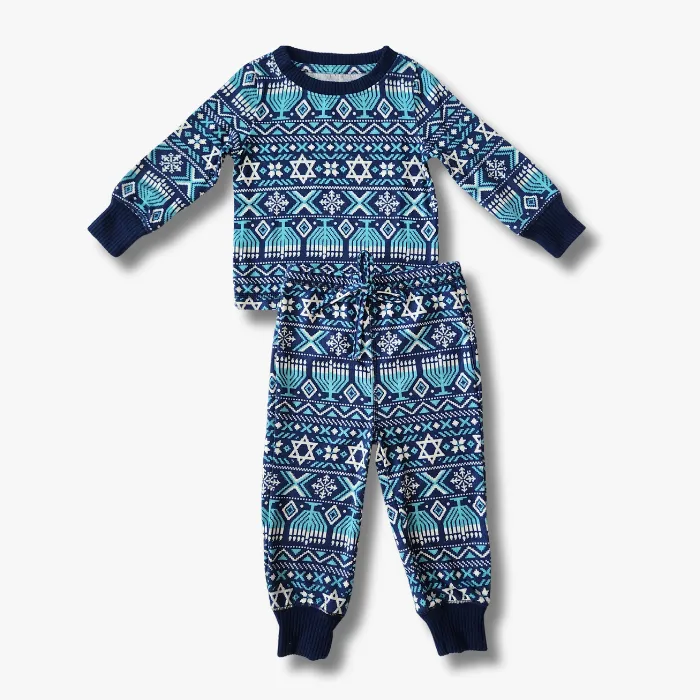 Kids' Unisex Jogger Pajama Set - Festival of Lights Fair Isle