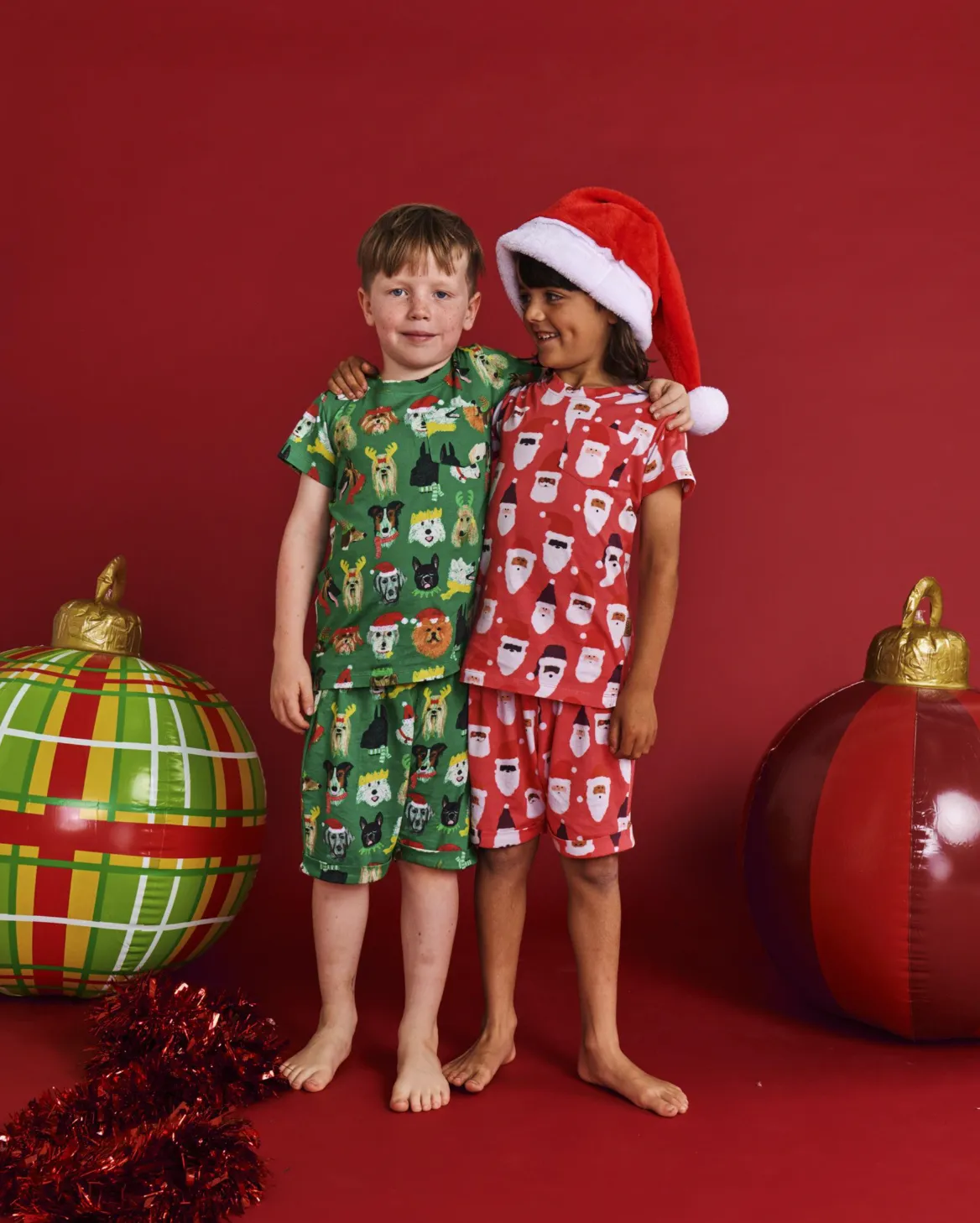 Kip & Co HoHoHo Red Organic Cotton Short Sleeve Tee & Short Pyjama Set