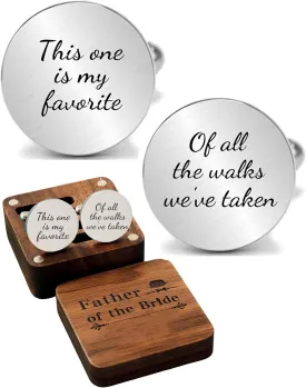 Kooer Personalized Engraved Cuff Links Tie Clip Set Custom Engrave Phrase Wedding Cufflinks Jewelry Gift for Father Dad Of all the Walks We've taken This one is my Favorite