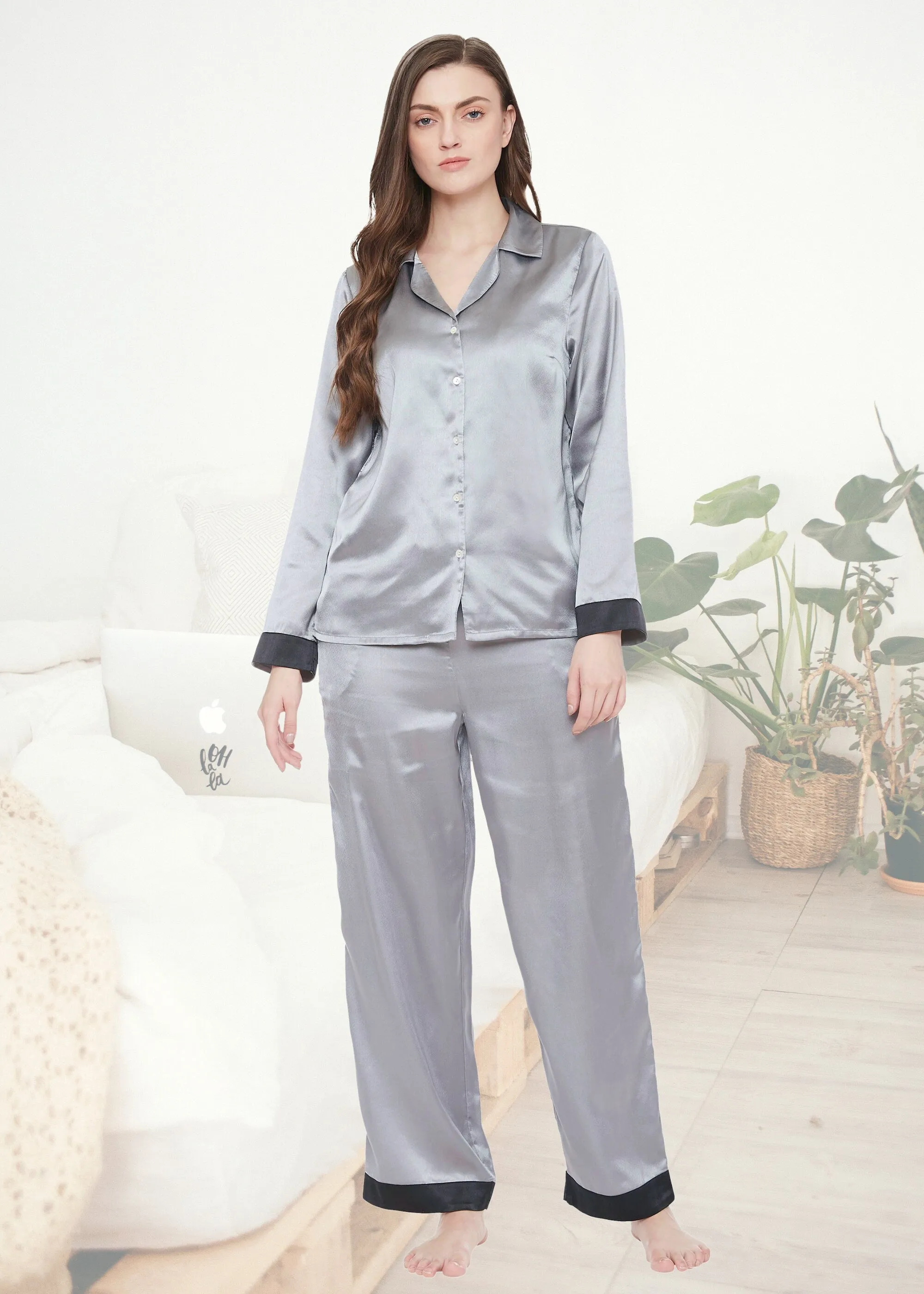 Lauren Satin Color Block Pajama Set