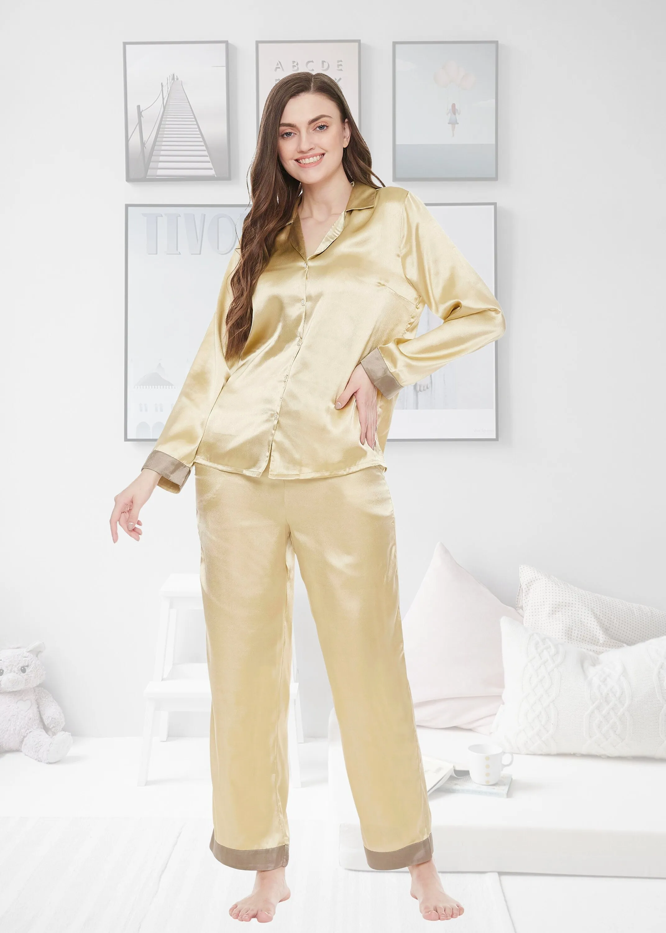 Lauren Satin Color Block Pajama Set