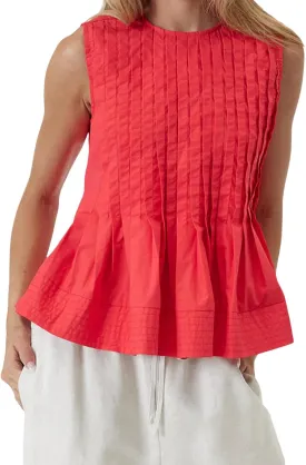 Linen Pleated Tank Top for Women Button Front Babydoll Shirt Y2K Sleeveless Ruffle Peplum Blouse Summer Vest