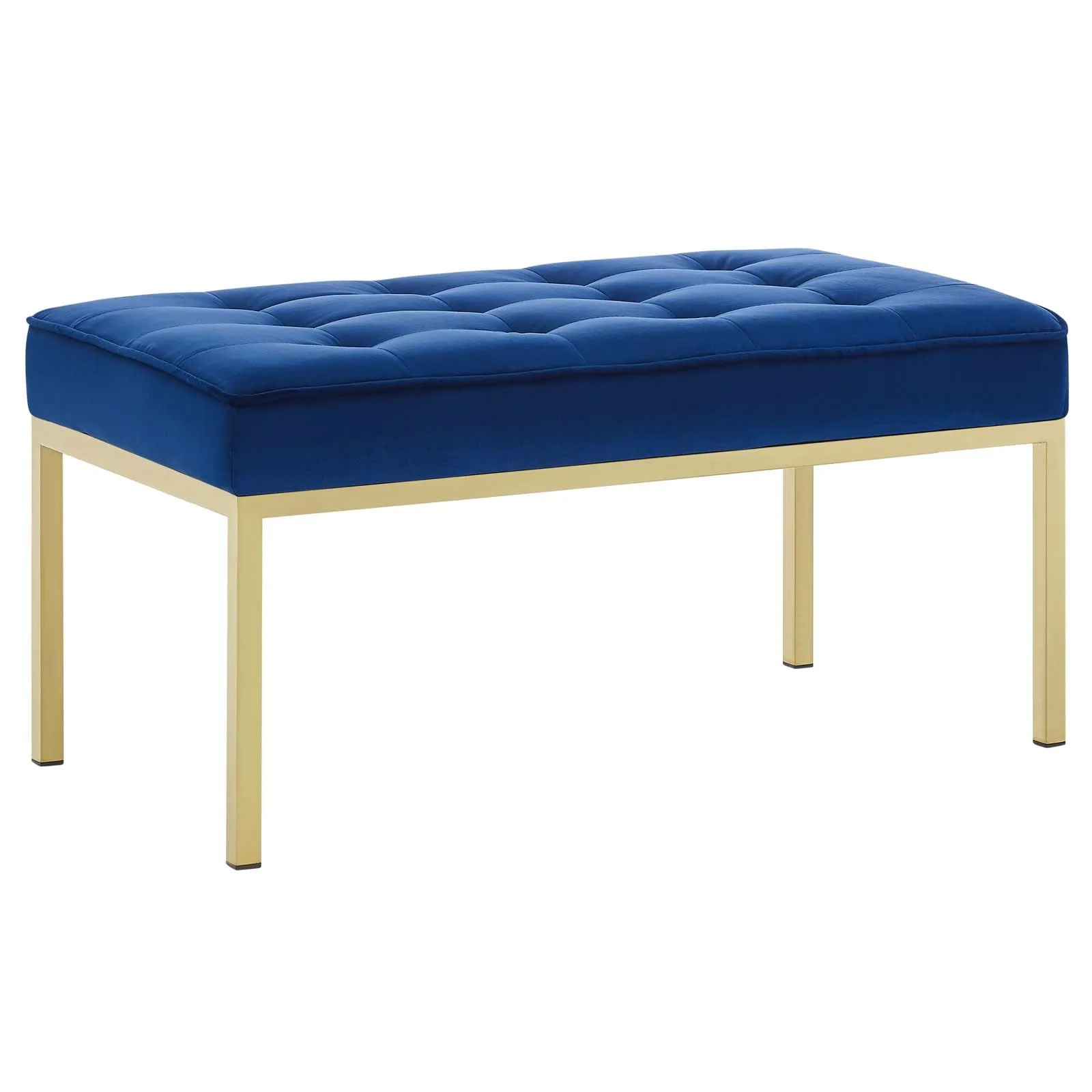 Loft Gold Stainless Steel Leg Medium Performance Velvet Bench Gold Navy EEI-3402-GLD-NAV