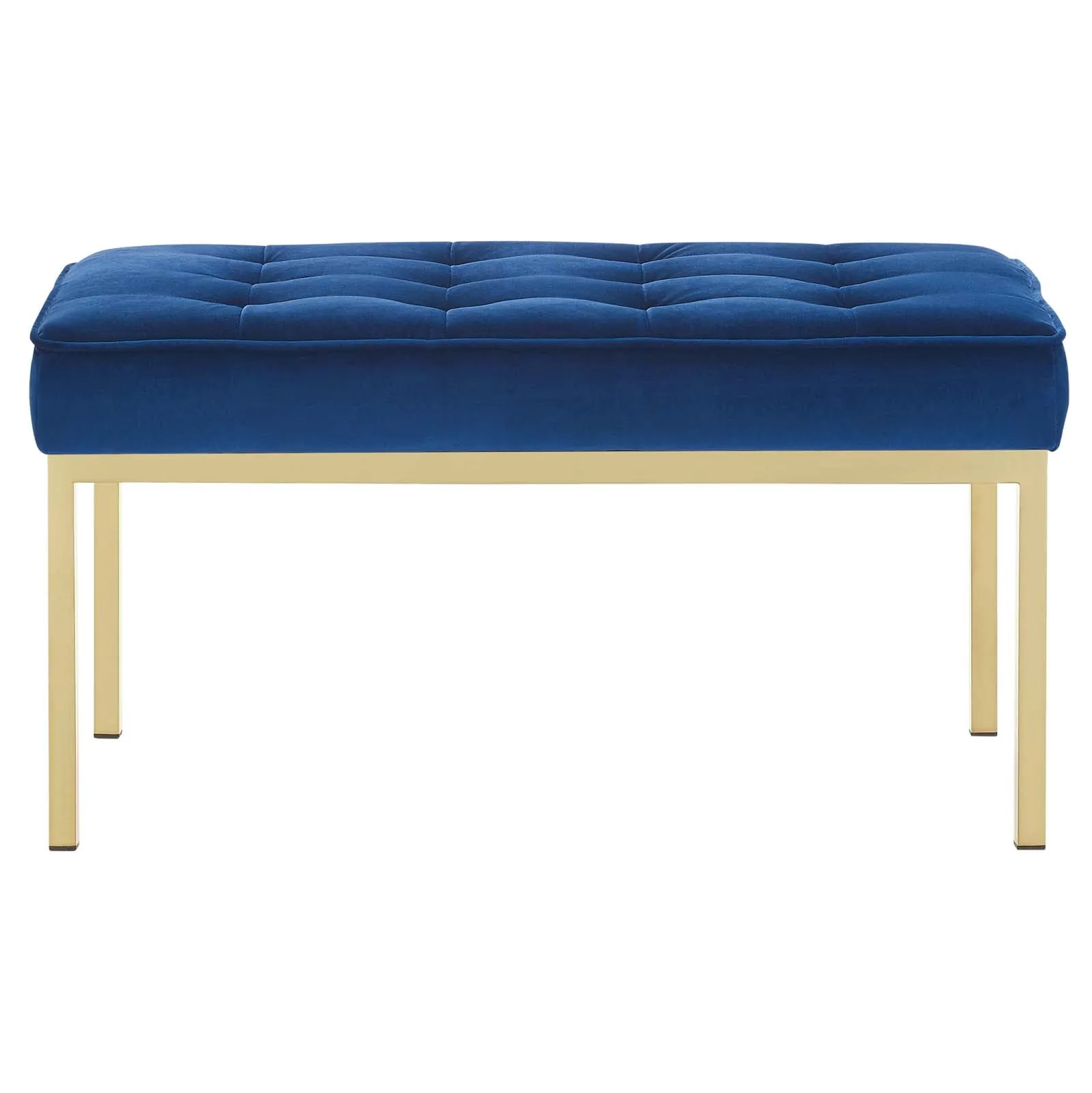 Loft Gold Stainless Steel Leg Medium Performance Velvet Bench Gold Navy EEI-3402-GLD-NAV
