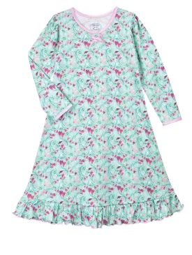 Long Sleeve Twirl Nightgown- Heart Flower
