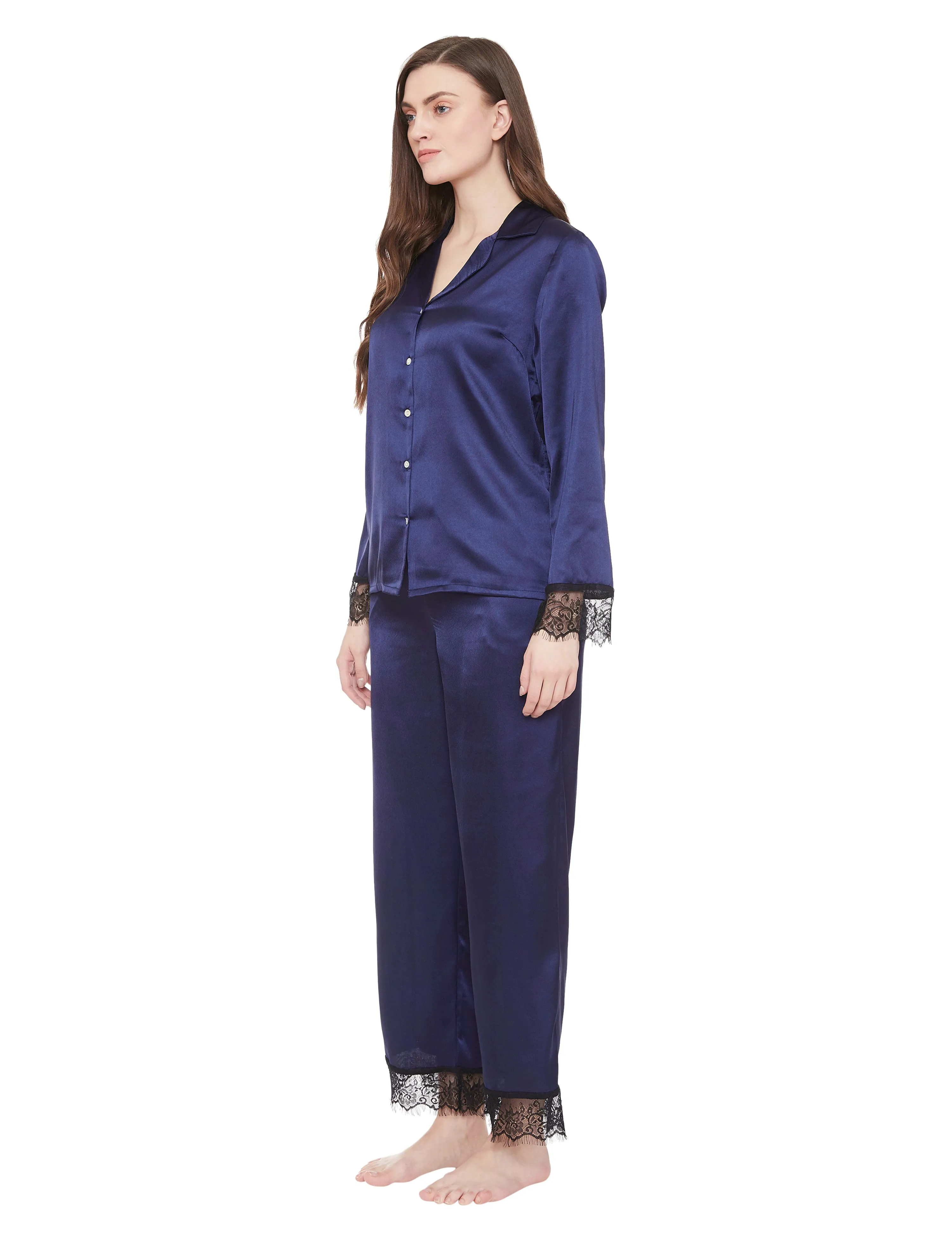Lucy Satin Eyelash Lace Pajama Set
