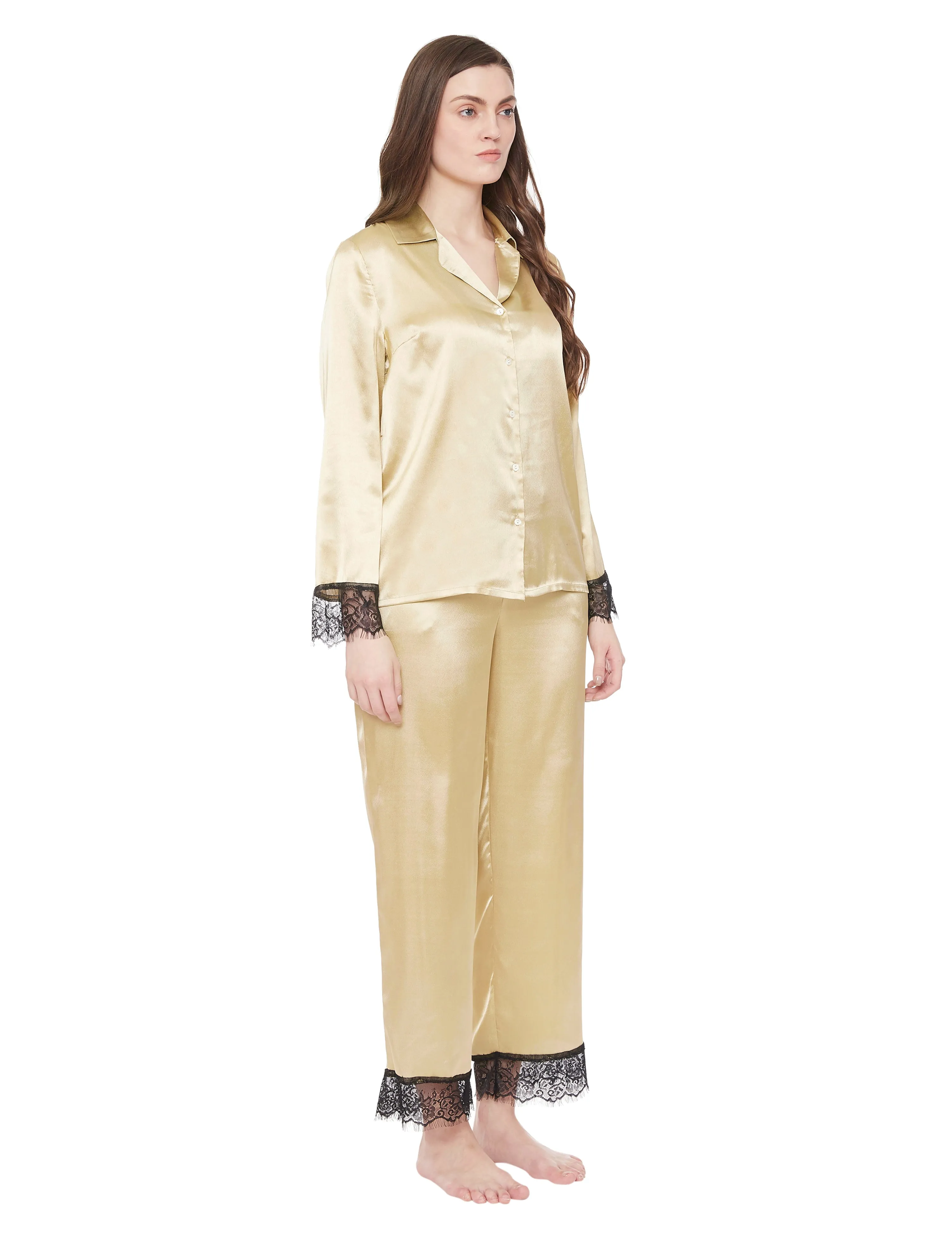 Lucy Satin Eyelash Lace Pajama Set
