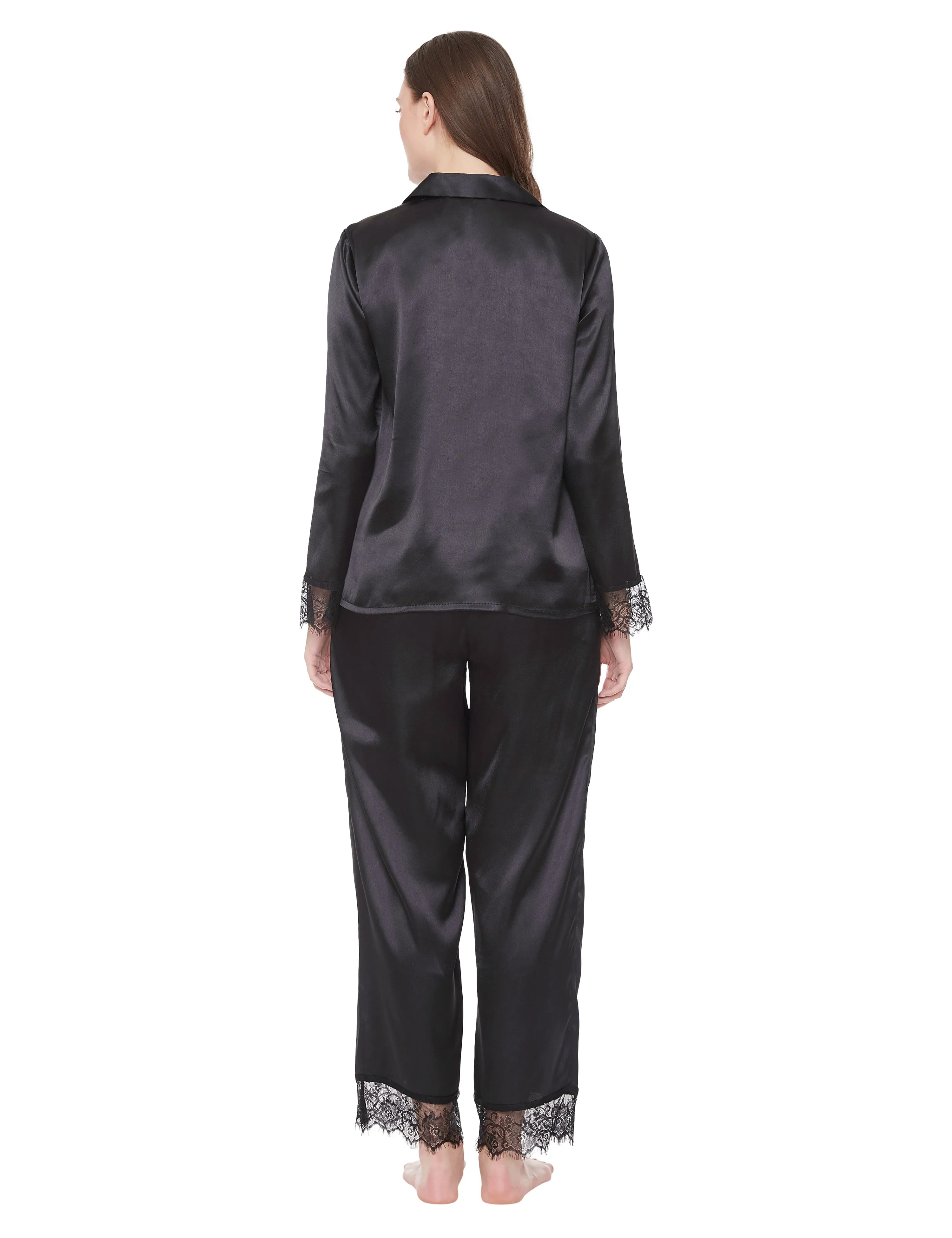 Lucy Satin Eyelash Lace Pajama Set