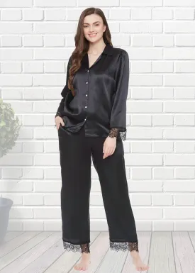Lucy Satin Eyelash Lace Pajama Set