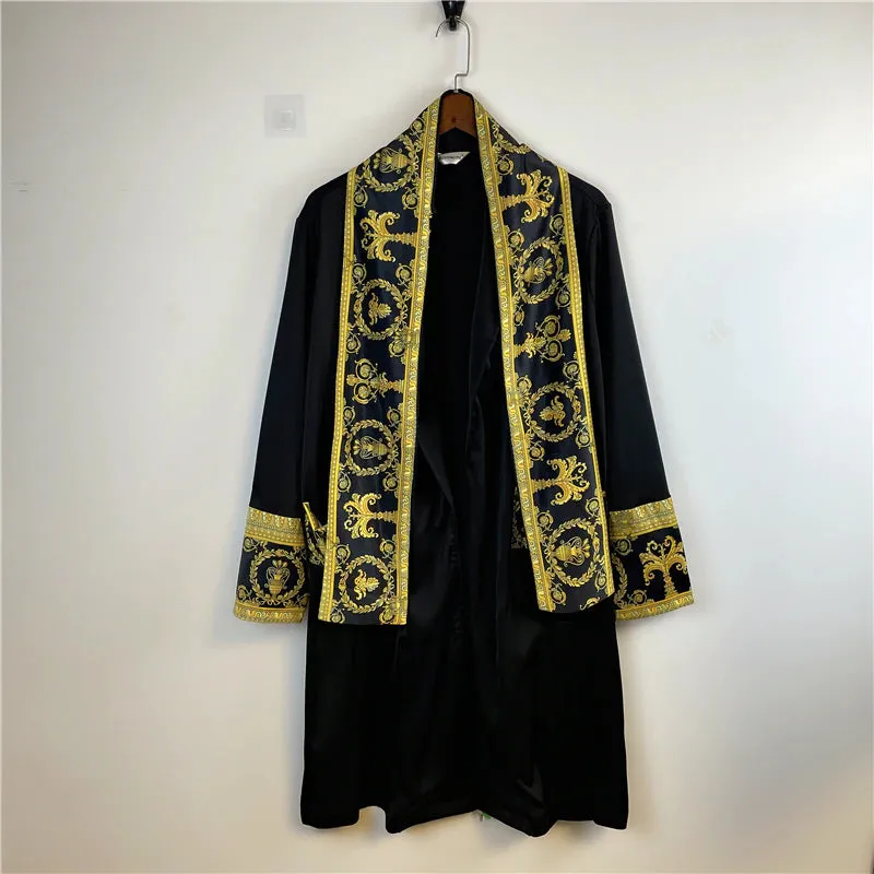 Luxury Satin Robe With Gold Embroidery
