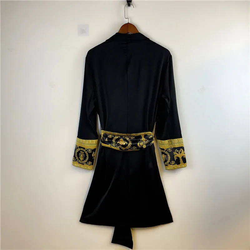 Luxury Satin Robe With Gold Embroidery