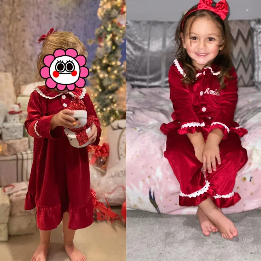 Luxury Velevt Christmas Family Pajamas Sets