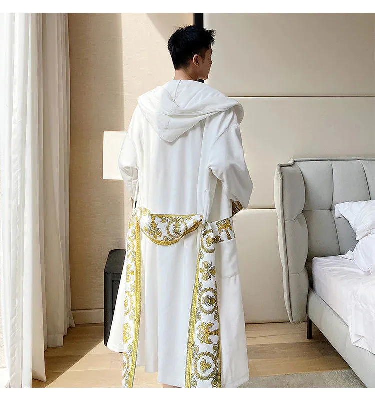Luxury Velvet Robe With Hood and Gold Embroidery One Size Fits All