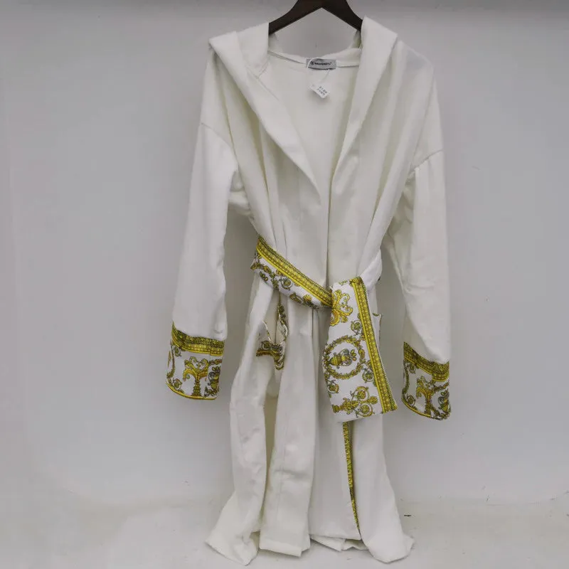 Luxury Velvet Robe With Hood and Gold Embroidery One Size Fits All