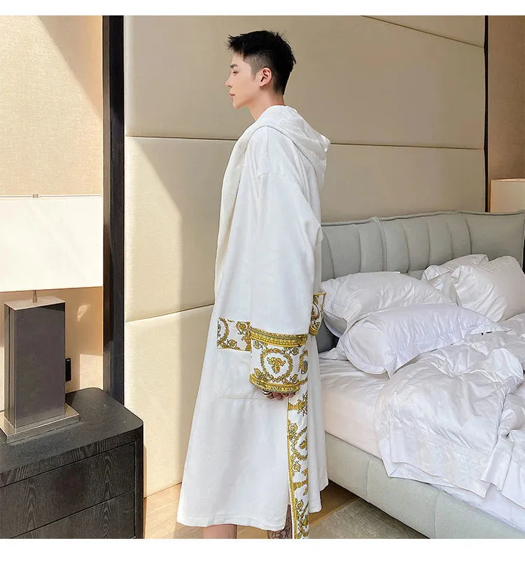 Luxury Velvet Robe With Hood and Gold Embroidery One Size Fits All