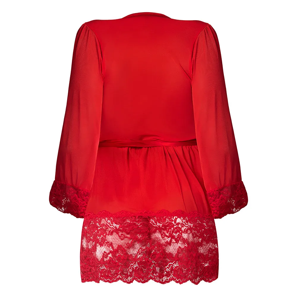 Magic Silk Sugar High 3/4 Sleeve Robe Red L/XL
