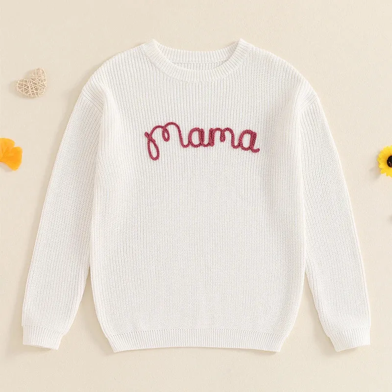 Mama and Mini Embroidered Matching Cable Knit Jumpers