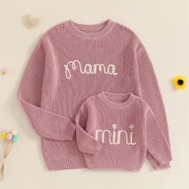Mama and Mini Embroidered Matching Cable Knit Jumpers