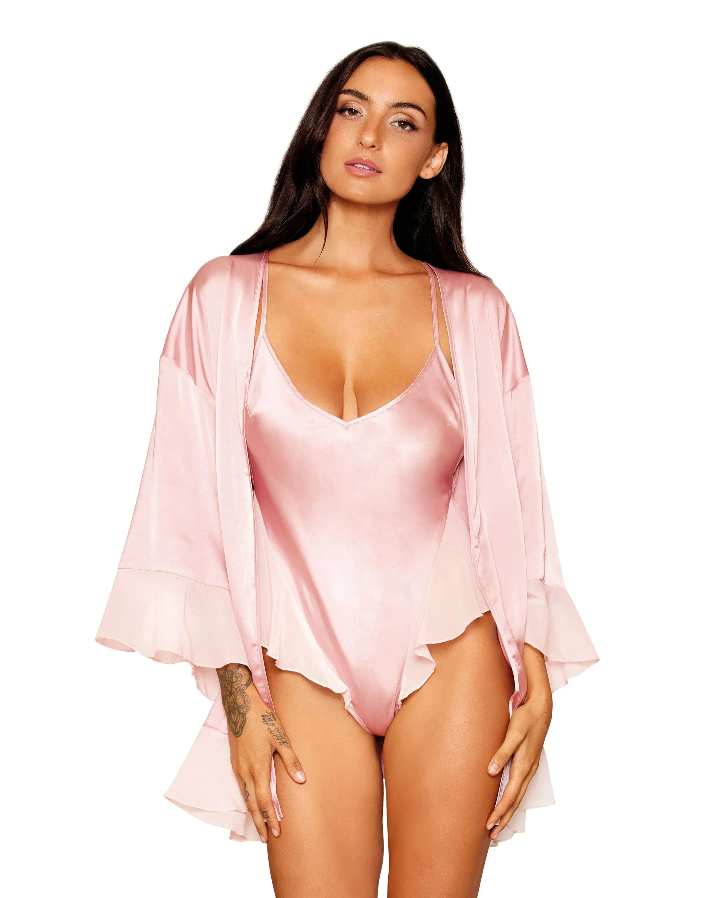 Matte Satin Robe and Teddy Set