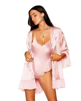Matte Satin Robe and Teddy Set