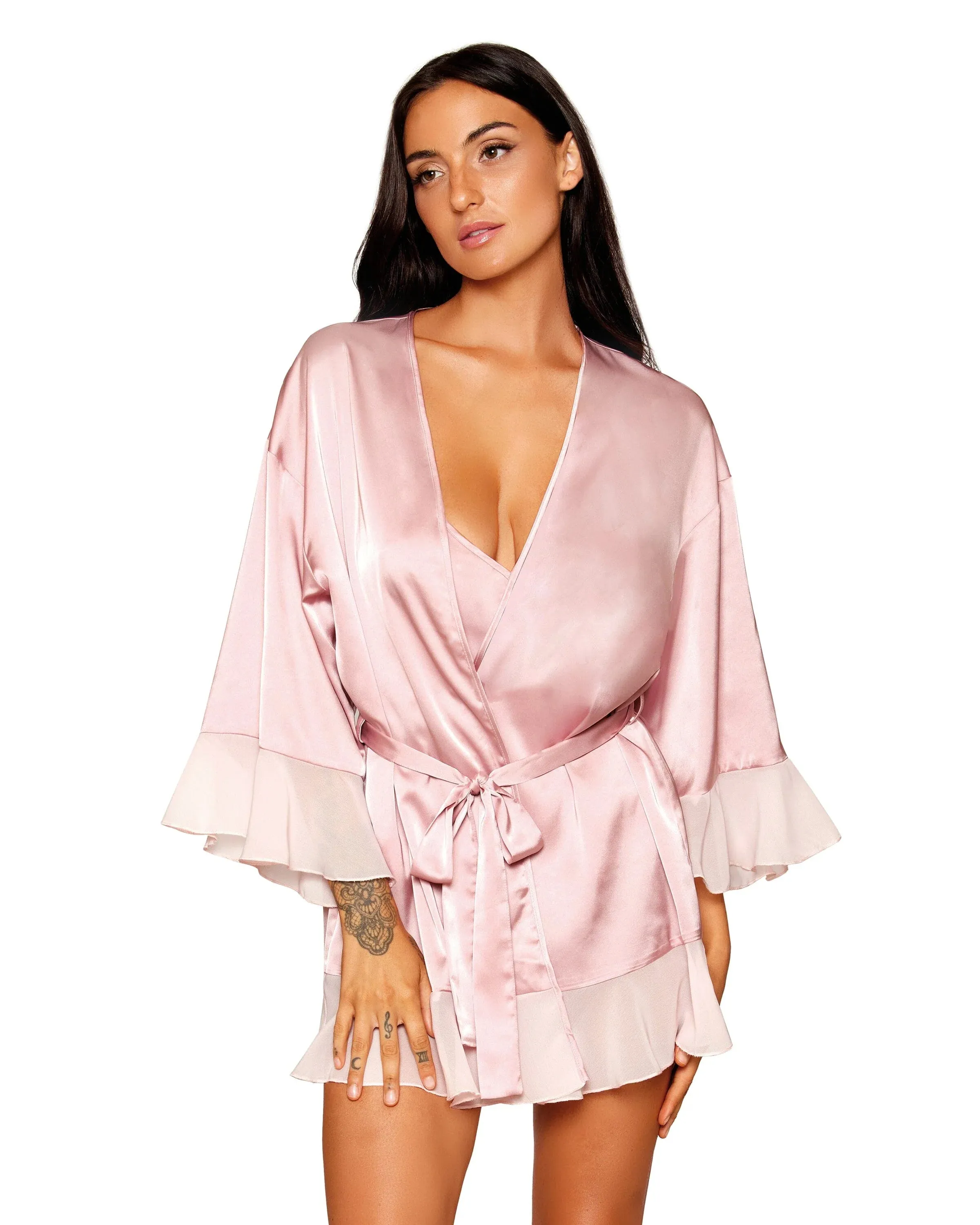 Matte Satin Robe and Teddy Set
