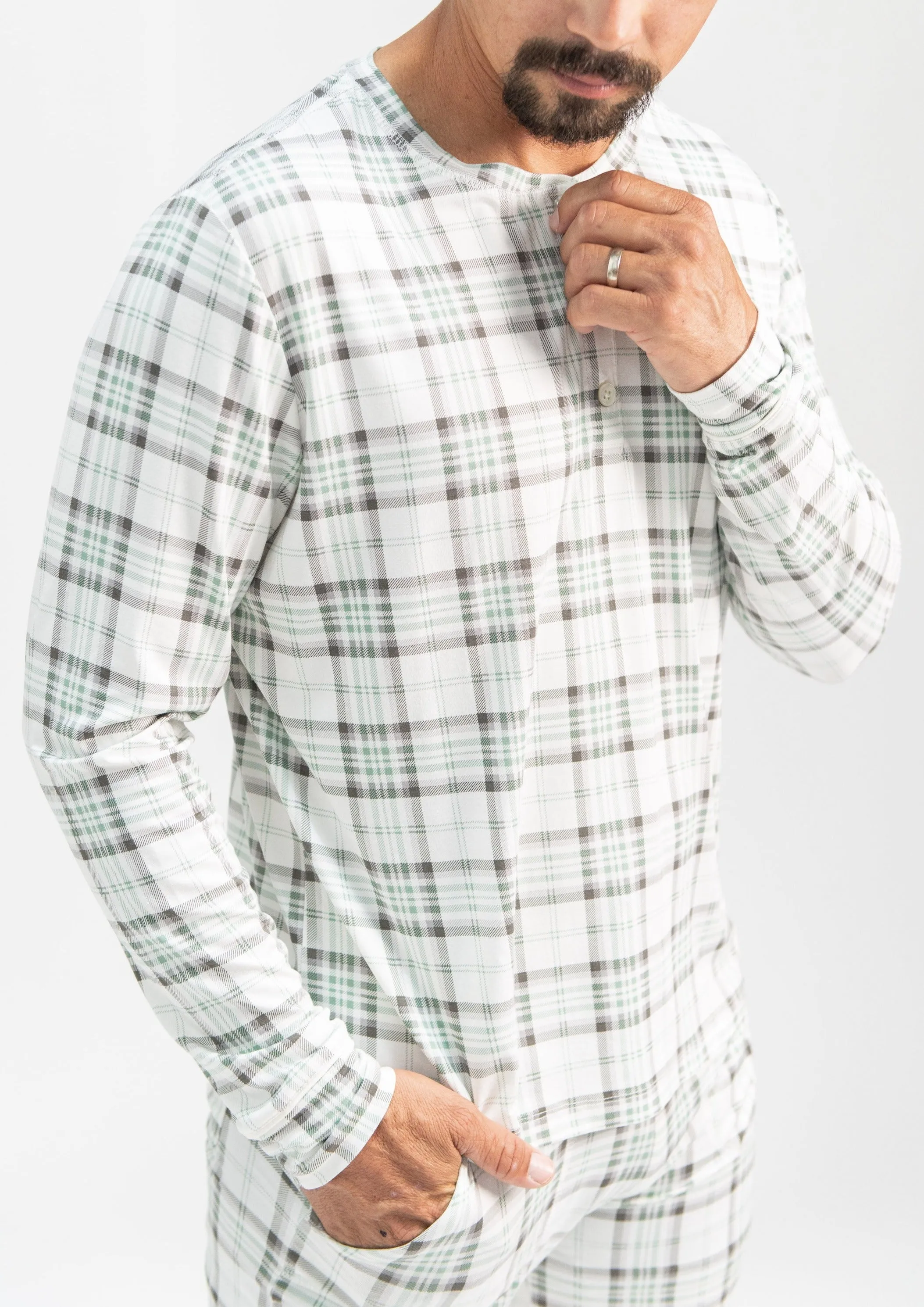 Men's Henley Jogger Set - EVERGREEN