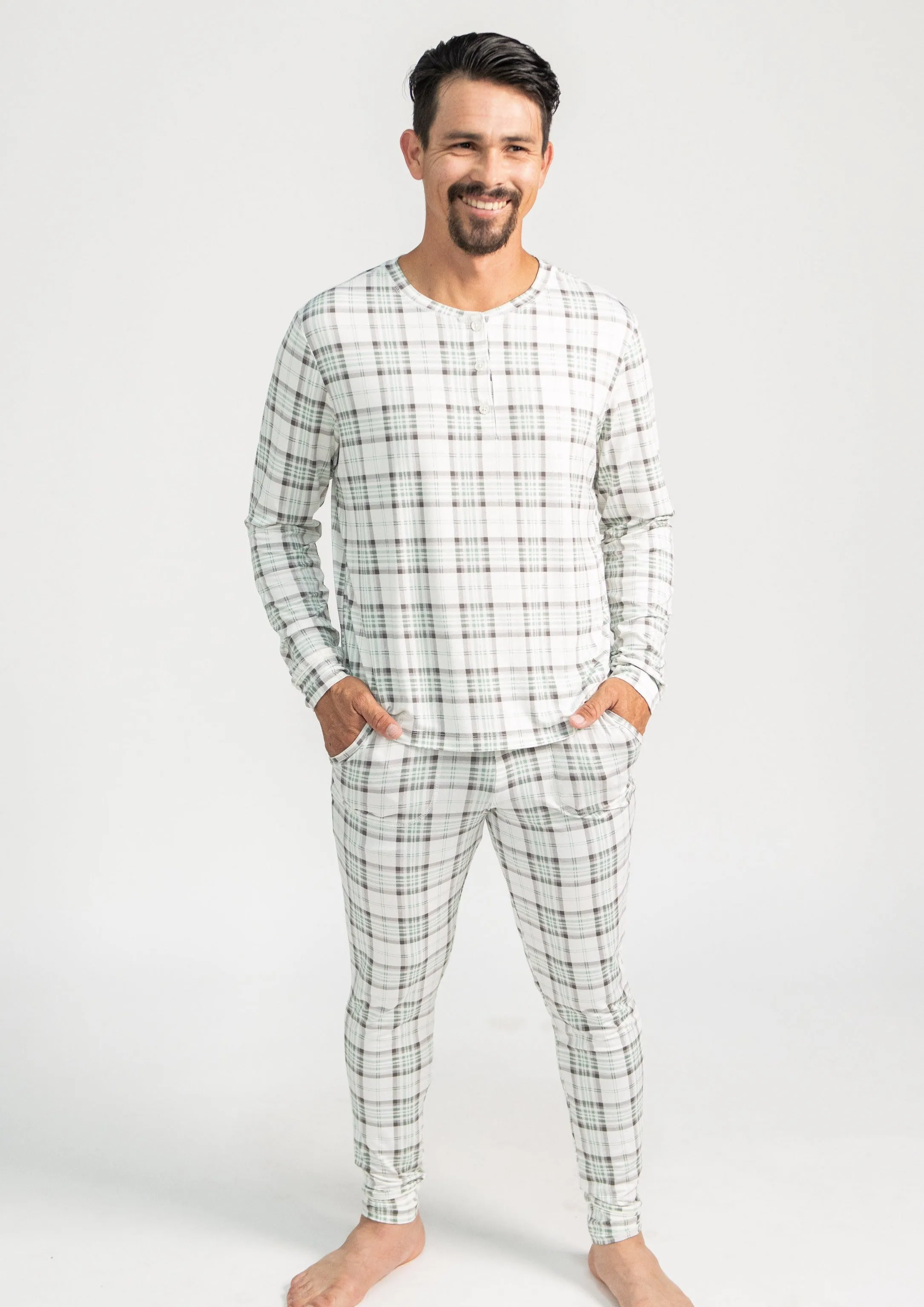Men's Henley Jogger Set - EVERGREEN