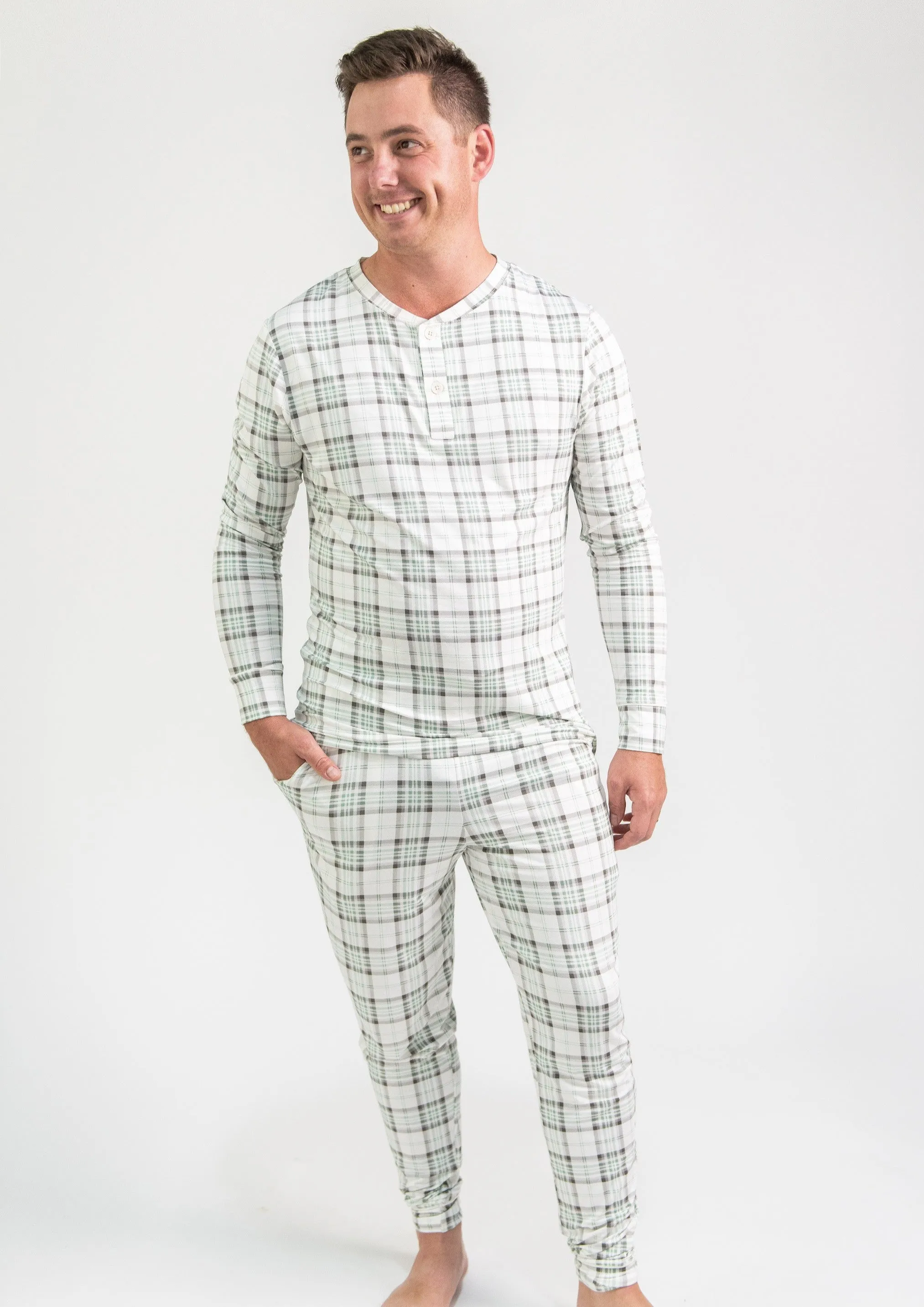Men's Henley Jogger Set - EVERGREEN
