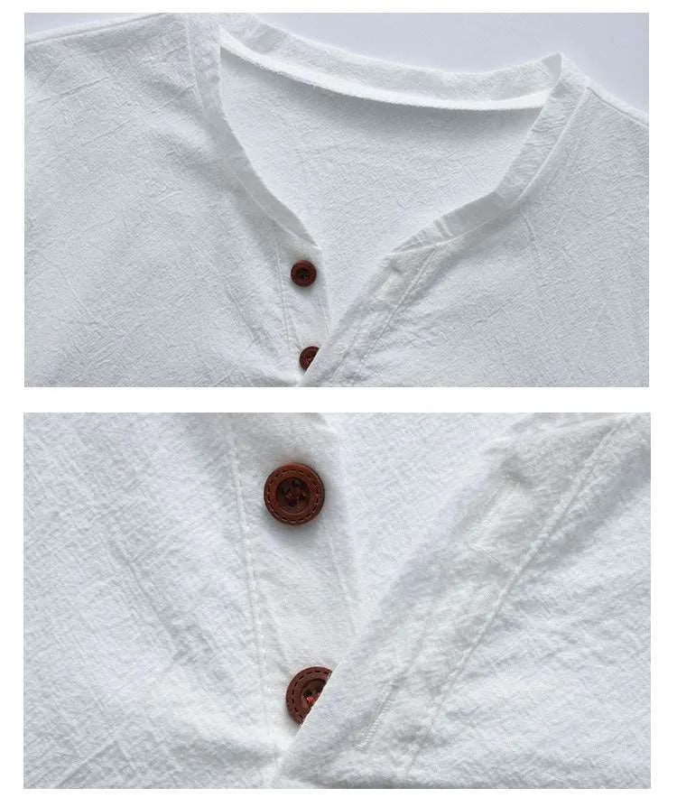 Men's Imitation Cotton And Linen Short Sleeved T-Shirt and Shorts Outfit Set