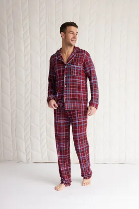 Mens Long Sleeve Button-Down Pajama Set