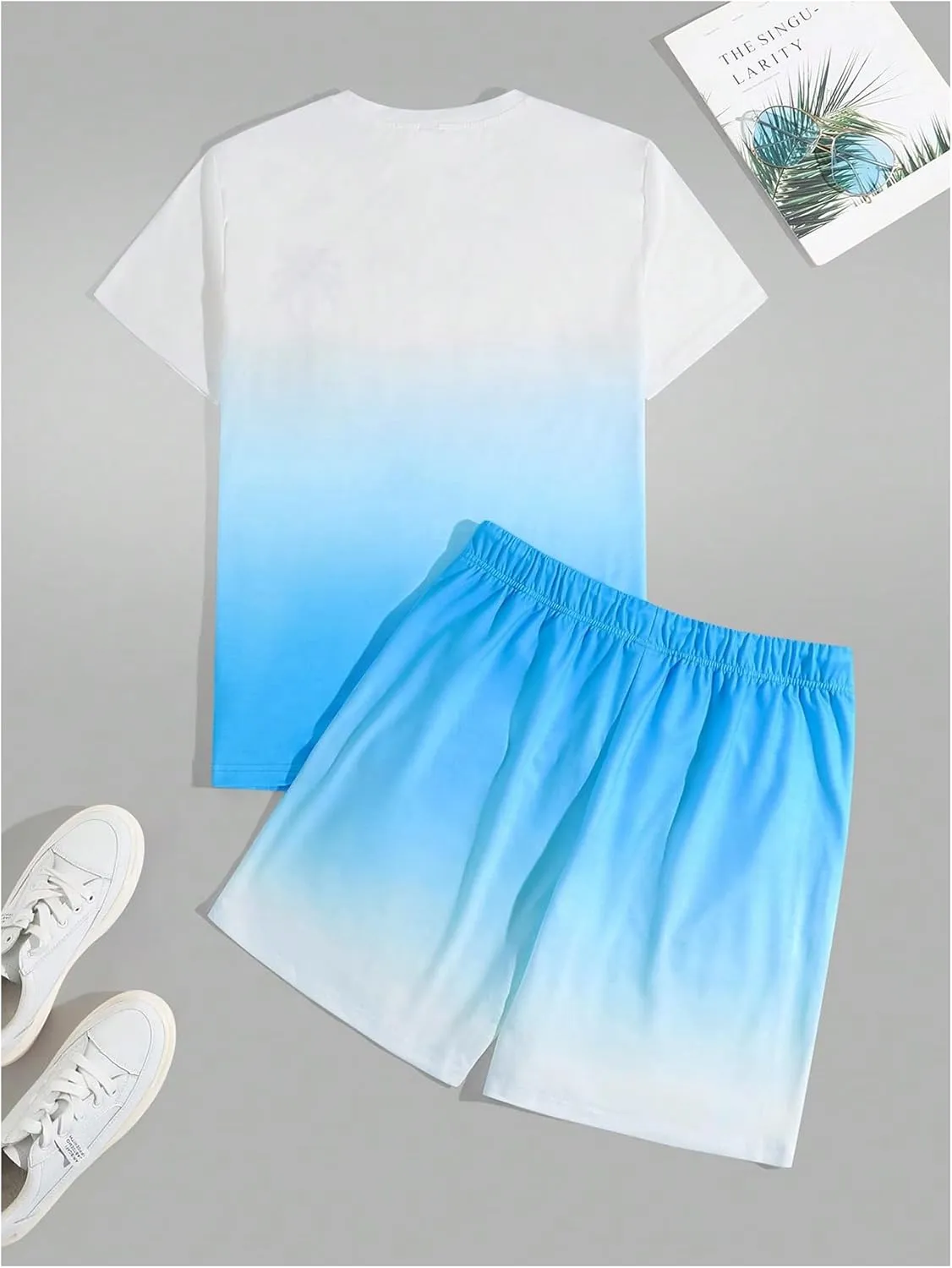 Men's Short Sets 2 Piece Outfits Tropical Graphic Tees and Shorts Sets Beach Vacation Outfits