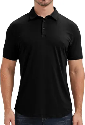 netdraw Mens Lightweight Bamboo Viscose Polo Ultra Soft Curved Hem UPF 50  Casual Collared Golf Shirt