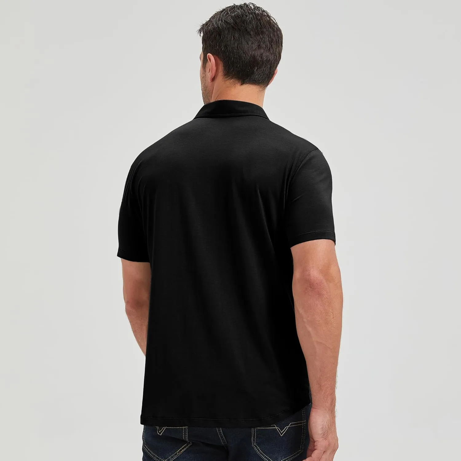 netdraw Mens Lightweight Bamboo Viscose Polo Ultra Soft Curved Hem UPF 50  Casual Collared Golf Shirt