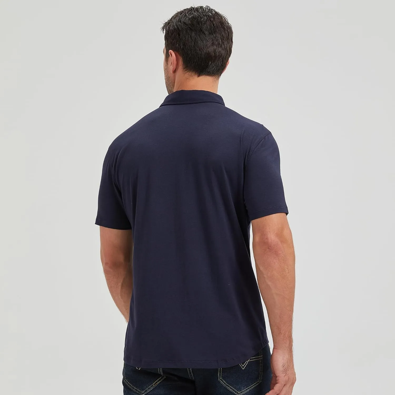 netdraw Mens Lightweight Bamboo Viscose Polo Ultra Soft Curved Hem UPF 50  Casual Collared Golf Shirt