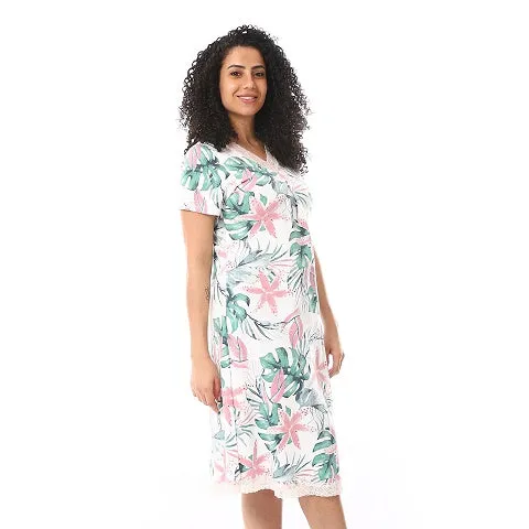 Nightgown White For Women, Cotton, Soft and Comfy