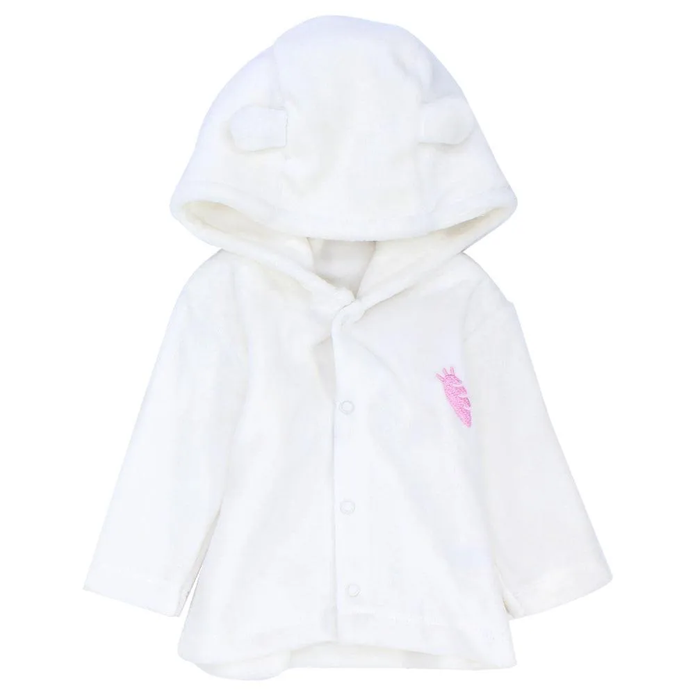 Plain Long-Sleeved Velvet Hooded Pajama