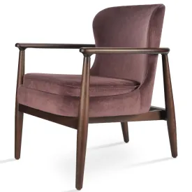 Purple Velvet Wooden Armchair Bonaldo