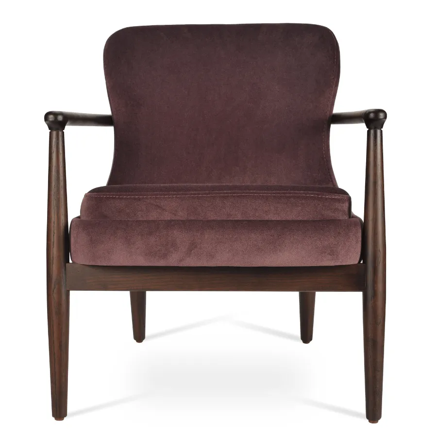 Purple Velvet Wooden Armchair Bonaldo