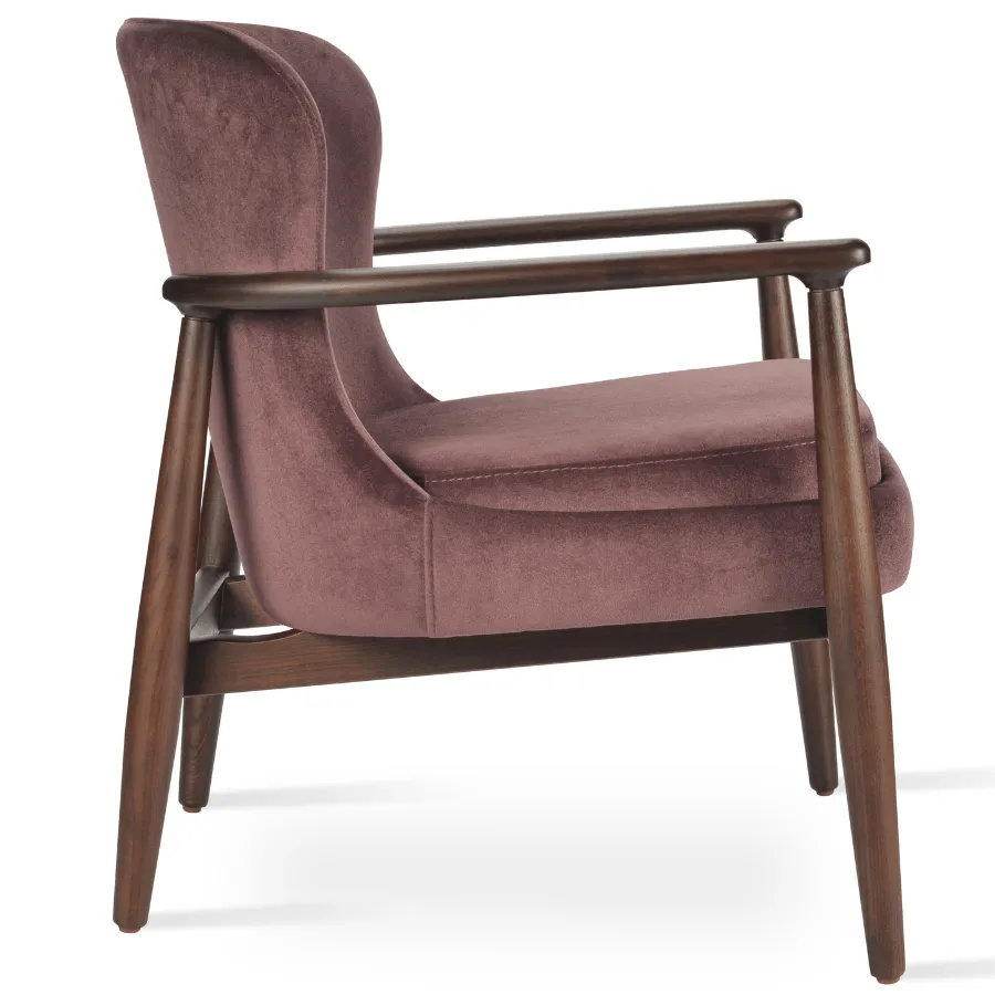 Purple Velvet Wooden Armchair Bonaldo
