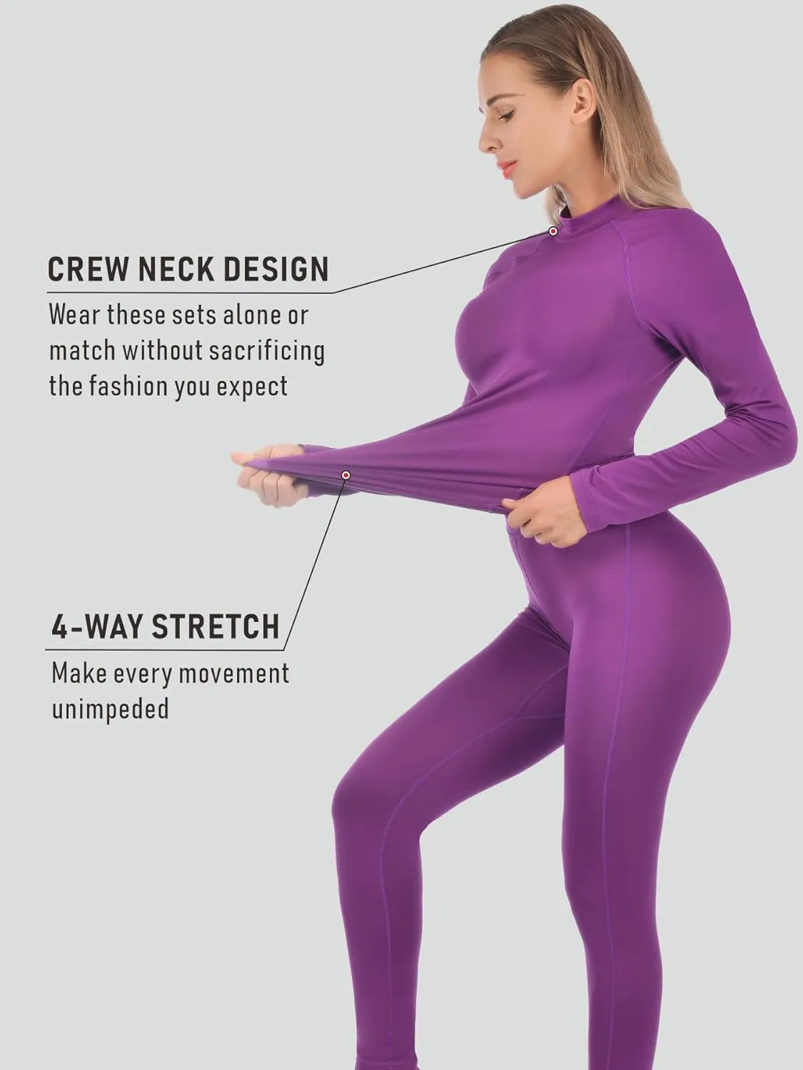 qualidyne Thermal Underwear for Women Long Johns Ultra-Soft Base Layer Pajama Set Winter Cold Weather Top and Bottom