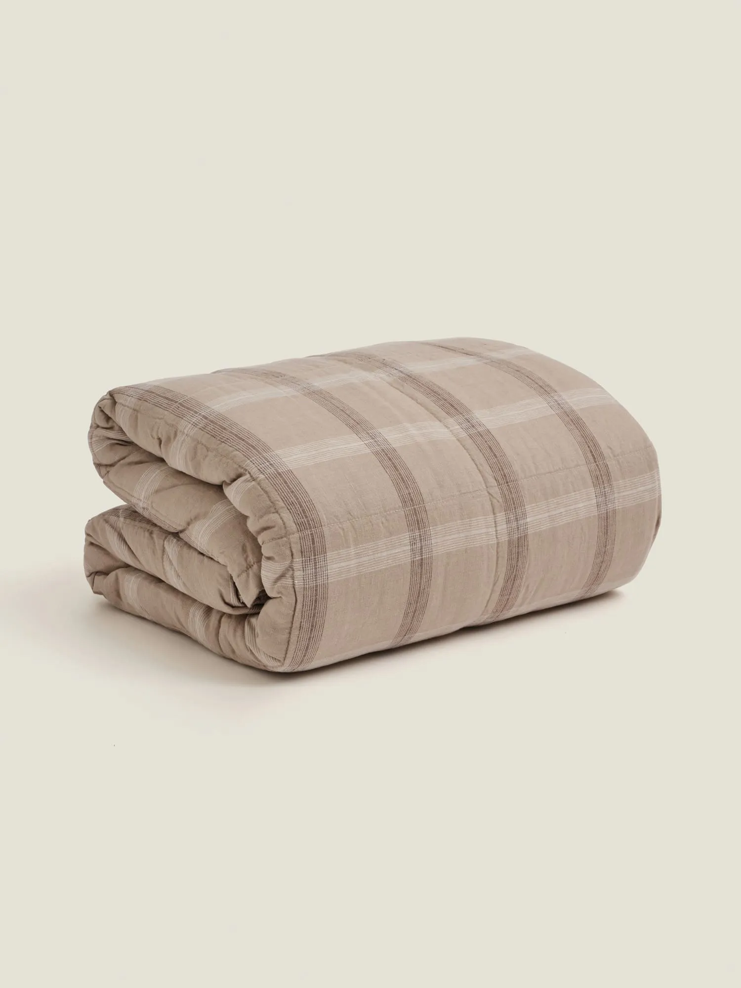 Quilt Cover in Natural Plaid