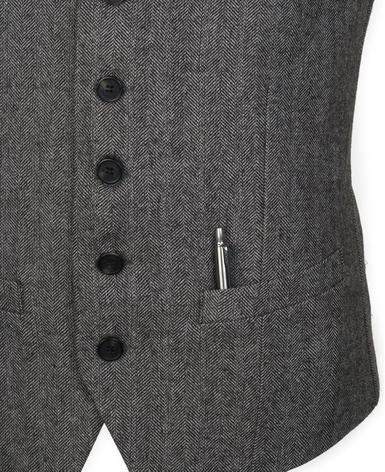 Ruth&Boaz 2Pockets 5Buttons Wool Herringbone Tweed Business Suit Vest