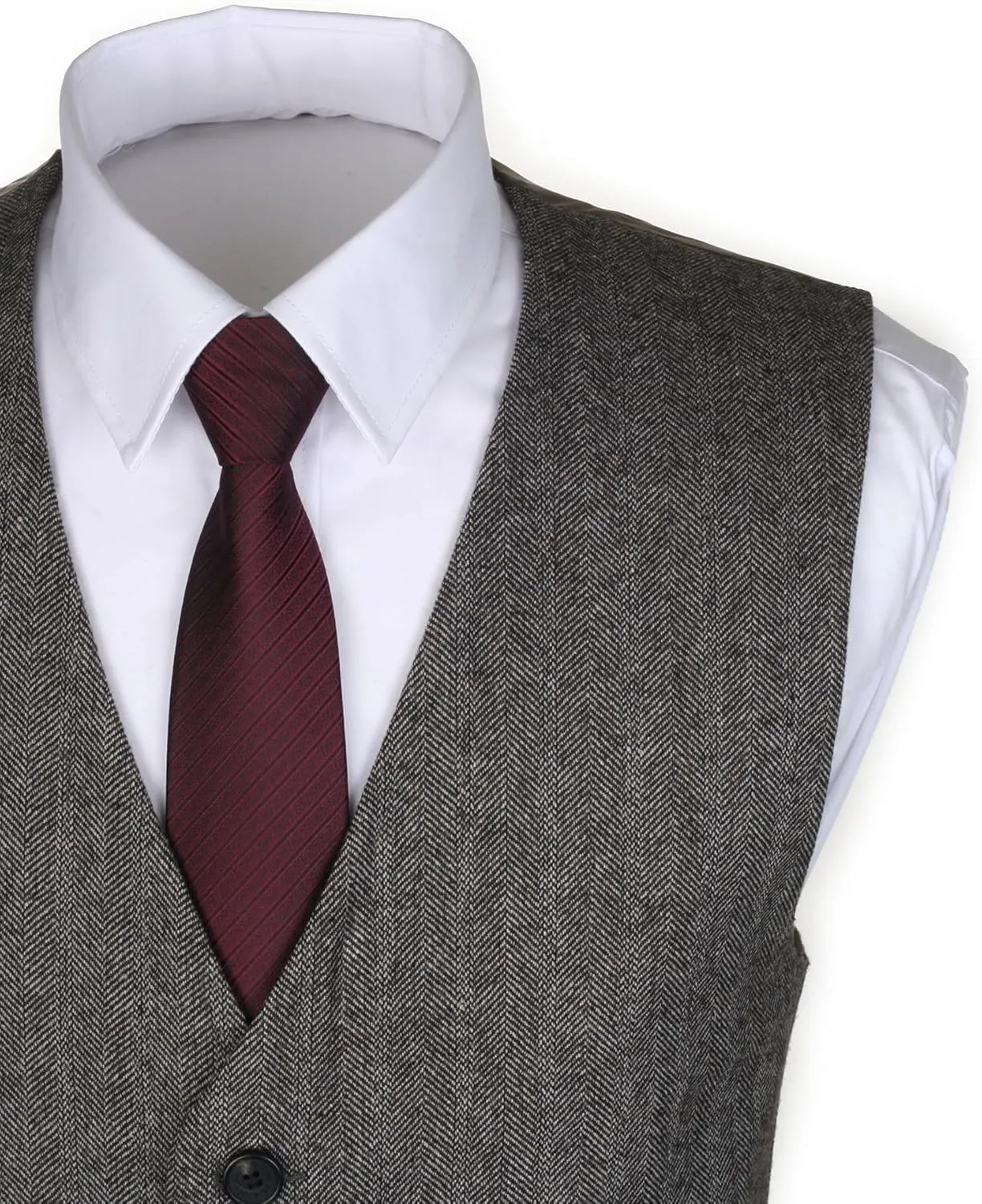 Ruth&Boaz 2Pockets 5Buttons Wool Herringbone Tweed Business Suit Vest