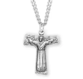 Saint Francis of Assisi "Tau" Sterling Silver Cross Medal - S158624