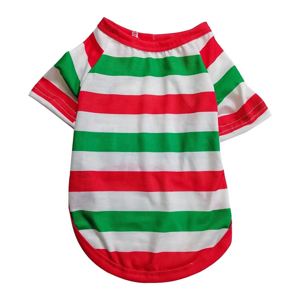 Santa Stripes Green White Christmas Family Couples Matching Pajamas Party Sets