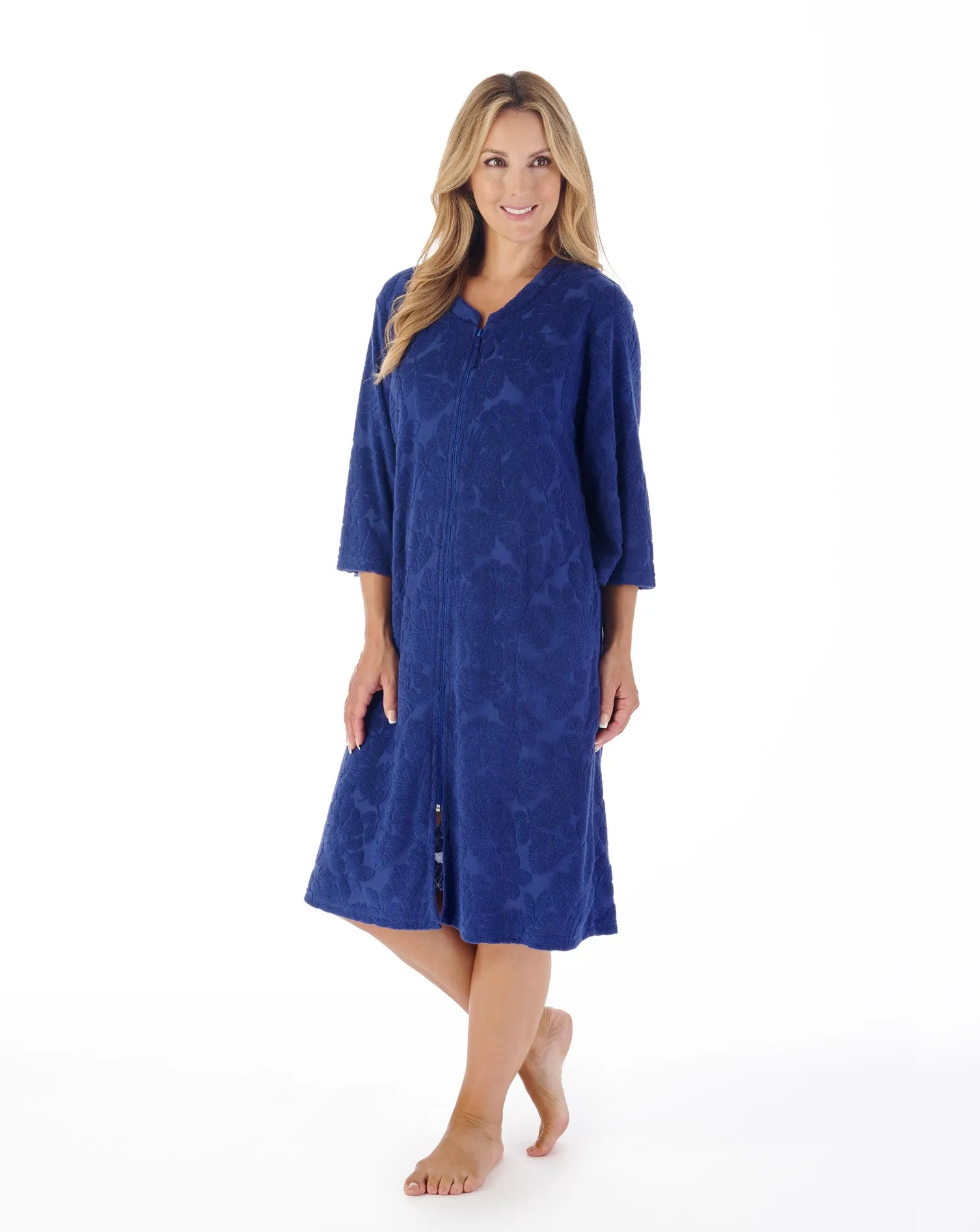 Slenderella Full Zip Front Towelling Robe 42" Length