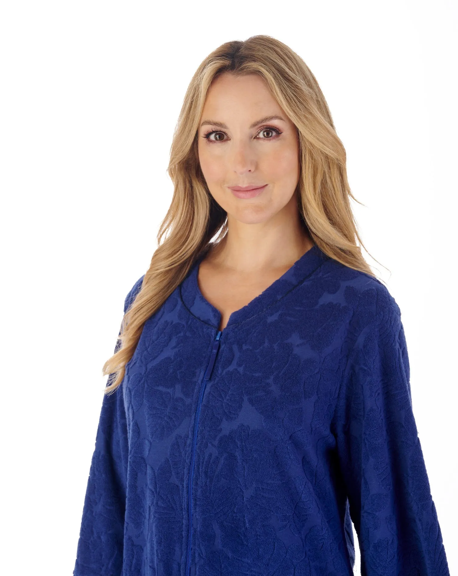 Slenderella Full Zip Front Towelling Robe 42" Length